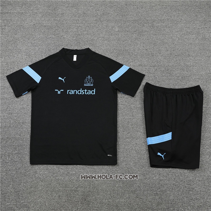 Chandal del Olympique Marsella 2022-2023 Manga Corta Negro - Pantalon Corto